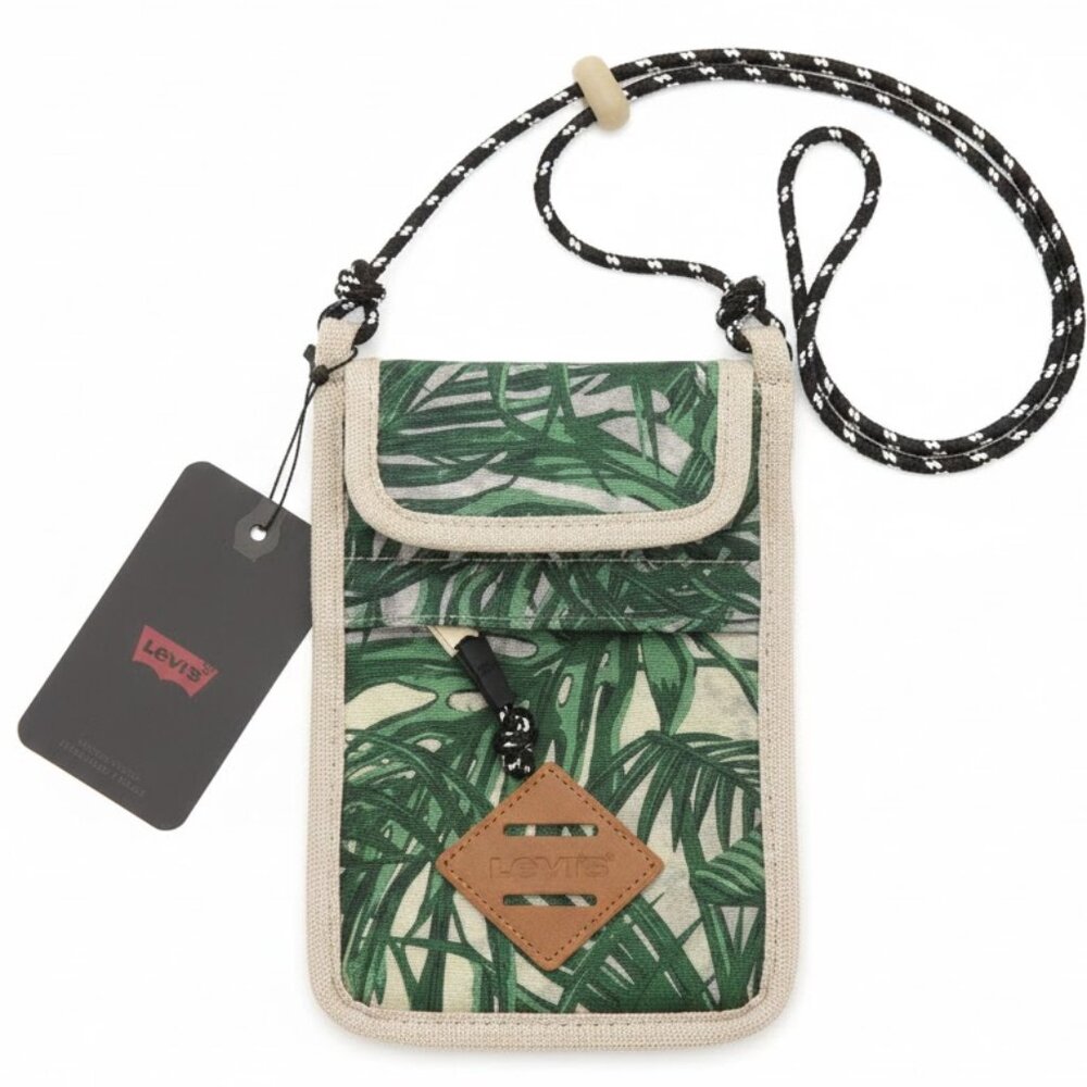 Levi's Green and Tan Leaf Print Crossbody Bag